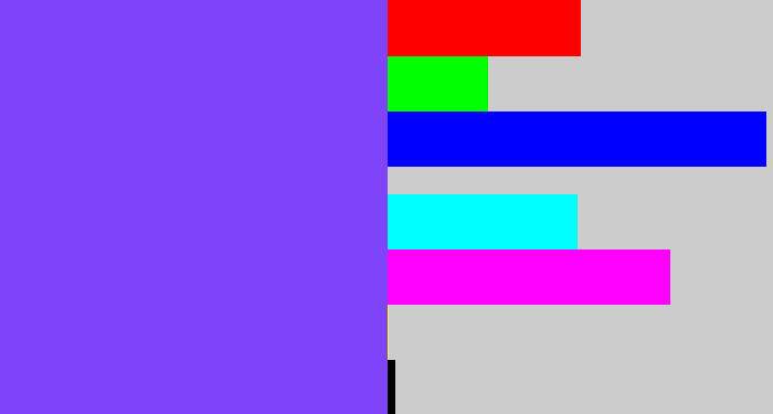 Hex color #7f43fa - bluish purple