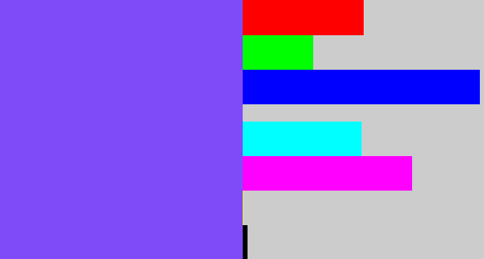 Hex color #7f4bf9 - purpley