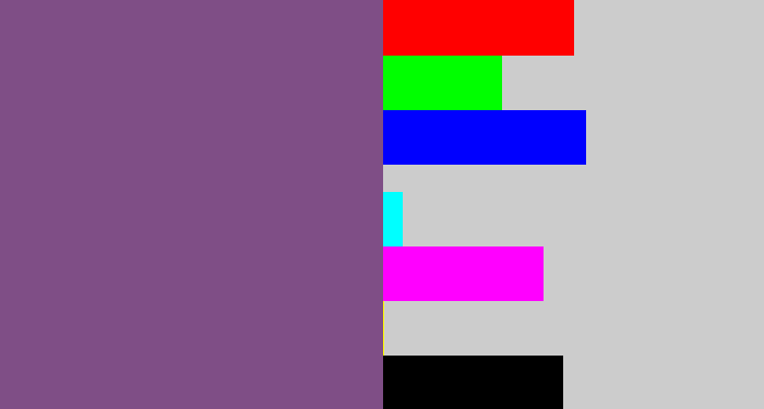 Hex color #7f4e86 - muted purple
