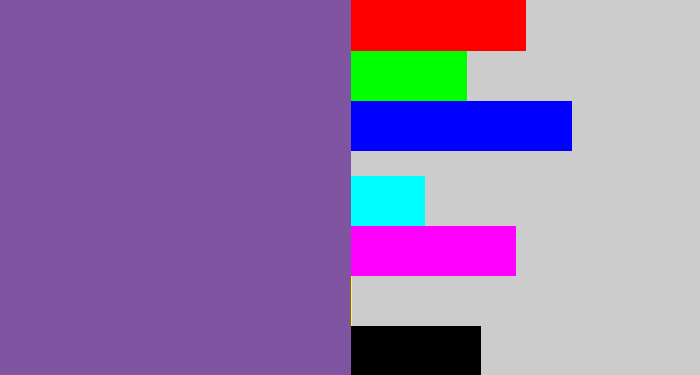 Hex color #7f55a1 - dark lavender