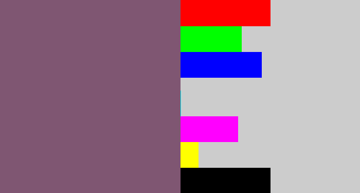 Hex color #7f5672 - dull purple