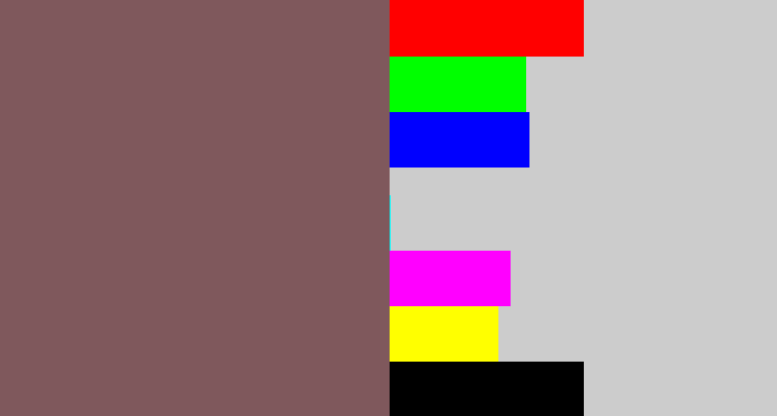 Hex color #7f585c - dark mauve