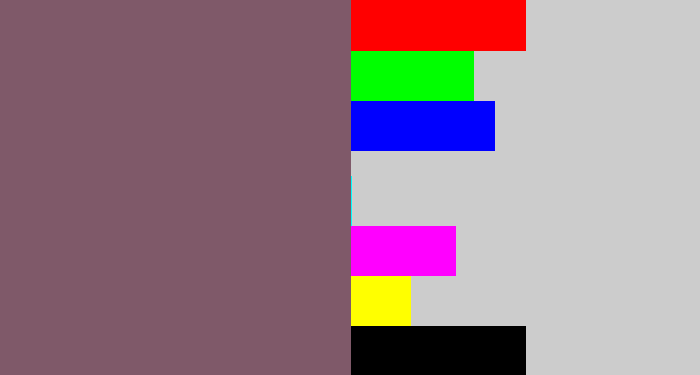 Hex color #7f5969 - dark mauve