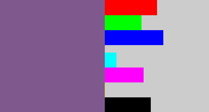 Hex color #7f598e - muted purple