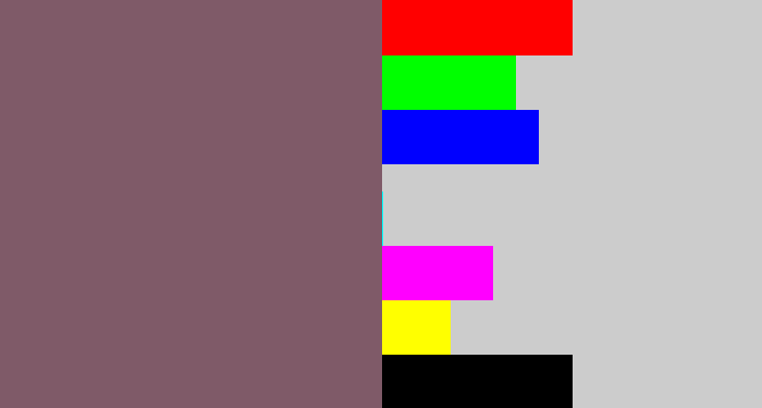 Hex color #7f5a68 - dark mauve