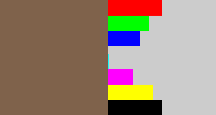 Hex color #7f624b - dark taupe
