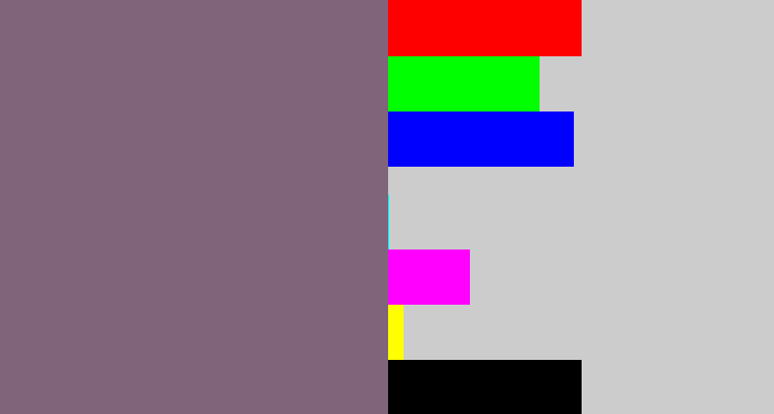 Hex color #7f647a - purplish grey