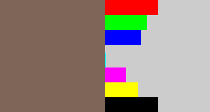 Hex color #7f6557 - dark taupe