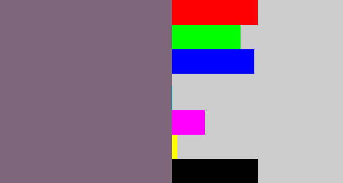 Hex color #7f677b - purplish grey