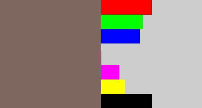 Hex color #7f6862 - brownish grey