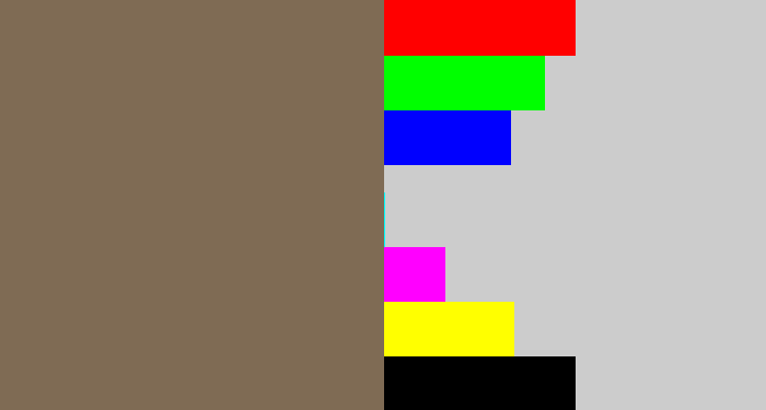 Hex color #7f6b54 - grey brown