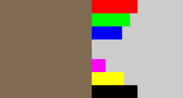 Hex color #7f6c53 - grey brown