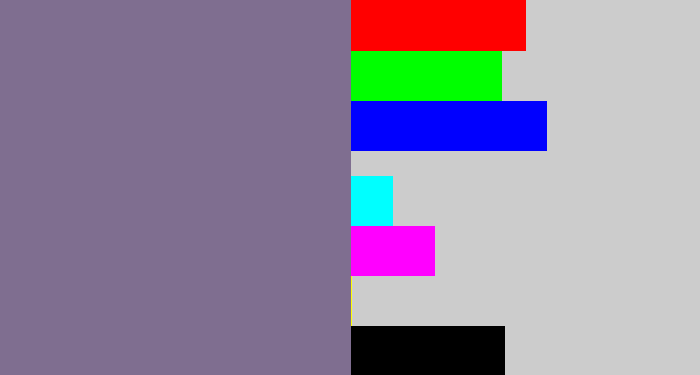 Hex color #7f6e90 - grey purple