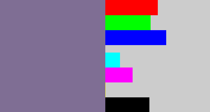 Hex color #7f6e94 - grey purple
