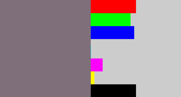 Hex color #7f6f7a - purplish grey