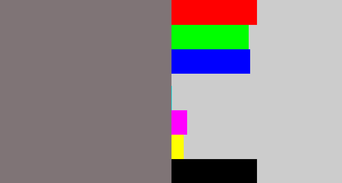 Hex color #7f7476 - medium grey
