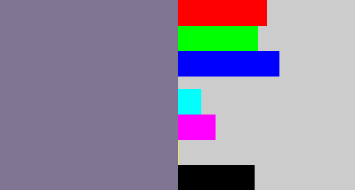 Hex color #7f7492 - greyish purple
