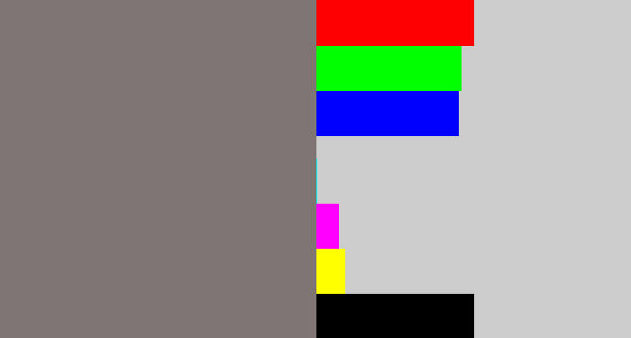 Hex color #7f7673 - medium grey