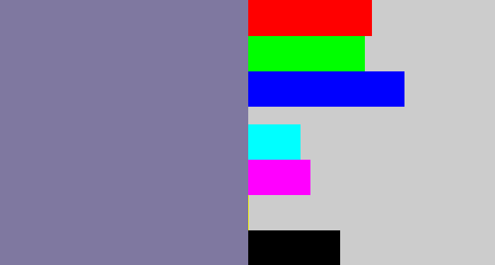 Hex color #7f78a0 - greyish purple