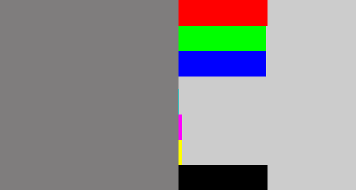 Hex color #7f7d7d - medium grey