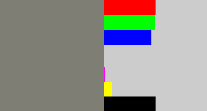 Hex color #7f7e75 - medium grey