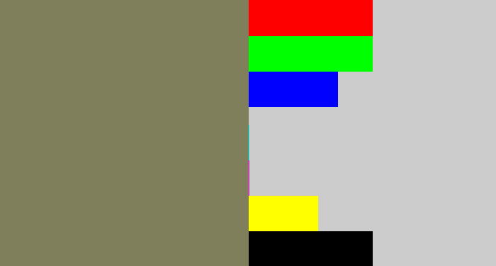 Hex color #7f7f5c - brownish grey