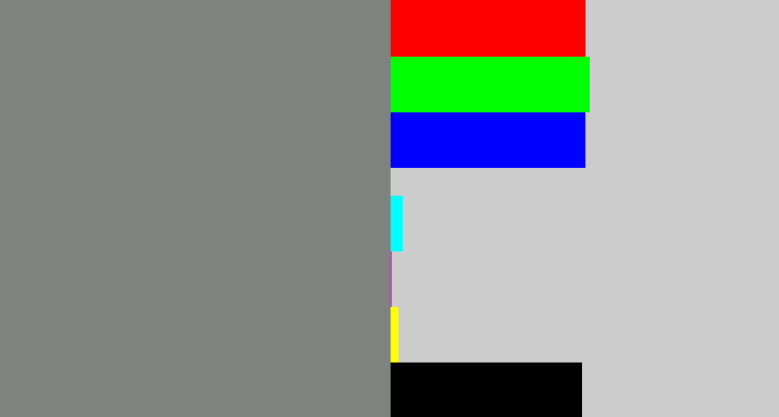 Hex color #7f8380 - medium grey