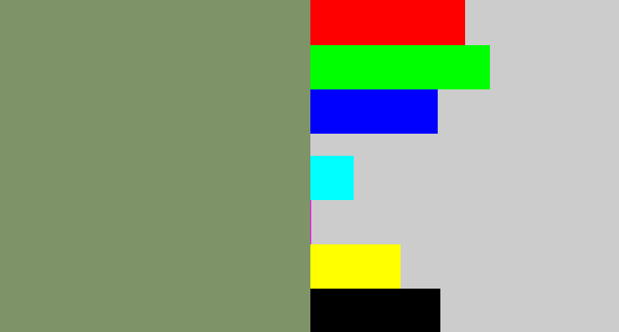 Hex color #7f9368 - green grey