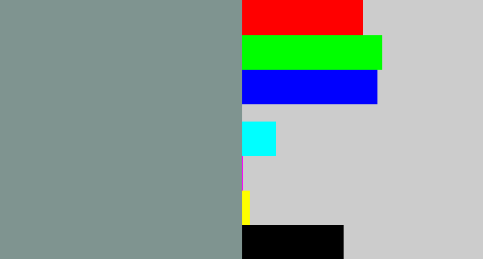 Hex color #7f9490 - bluish grey