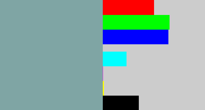 Hex color #7fa5a4 - bluegrey