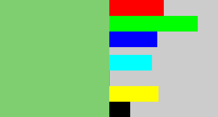 Hex color #7fcf71 - soft green