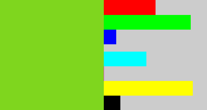 Hex color #7fd61e - apple green
