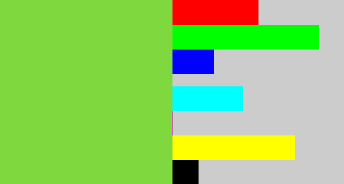 Hex color #7fd93e - kiwi green