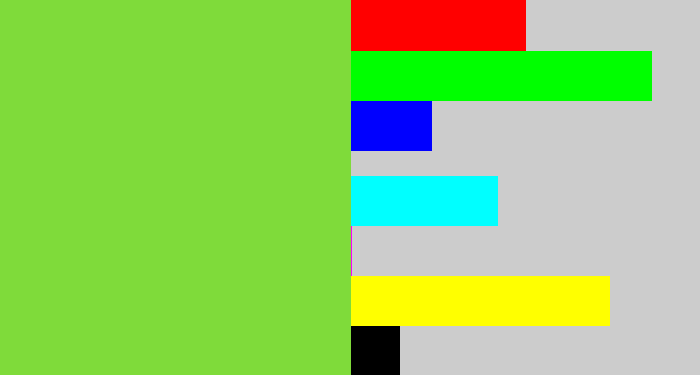 Hex color #7fdb3a - kiwi green