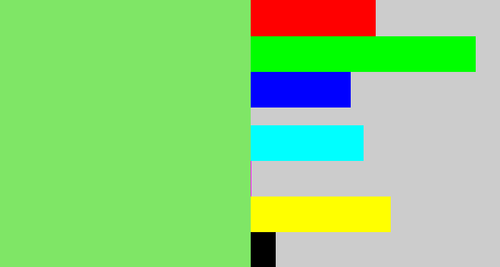 Hex color #7fe666 - lighter green