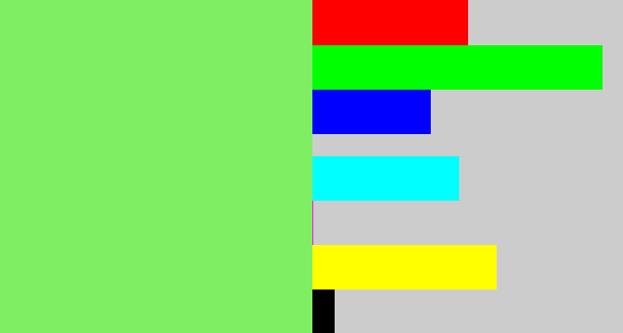 Hex color #7fee62 - lighter green