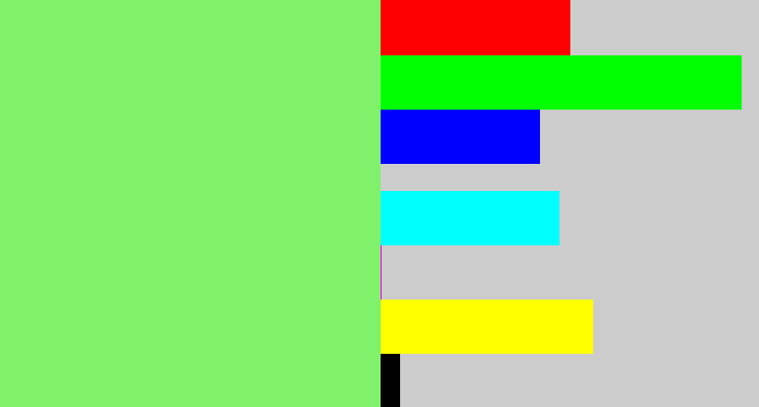 Hex color #7ff16a - lighter green
