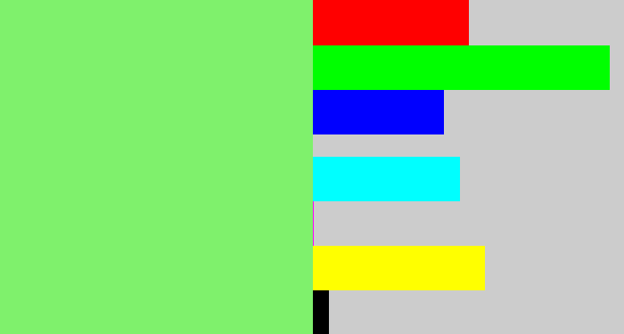 Hex color #7ff16c - lighter green