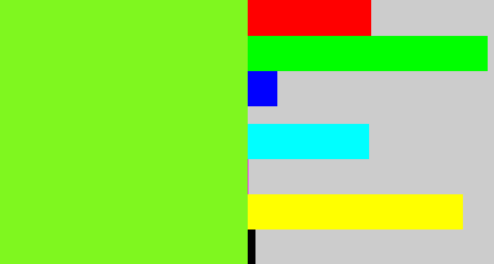 Hex color #7ff71f - bright lime
