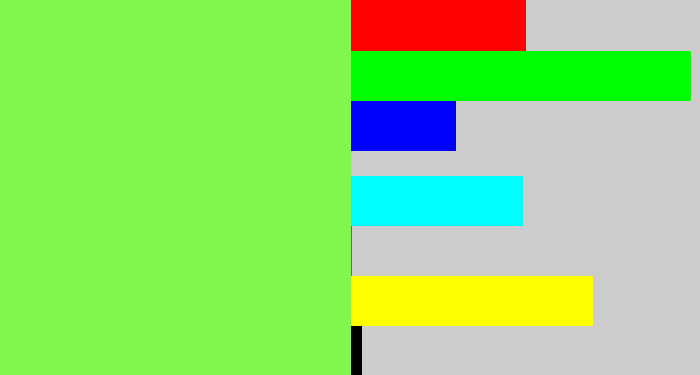 Hex color #7ff74d - lighter green