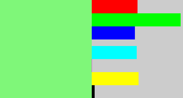 Hex color #7ff779 - lightgreen