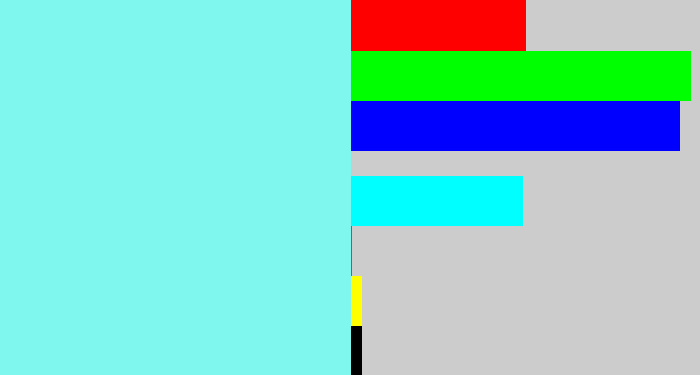 Hex color #7ff7ef - robin egg blue