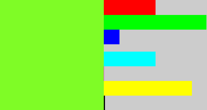 Hex color #7ffc26 - acid green
