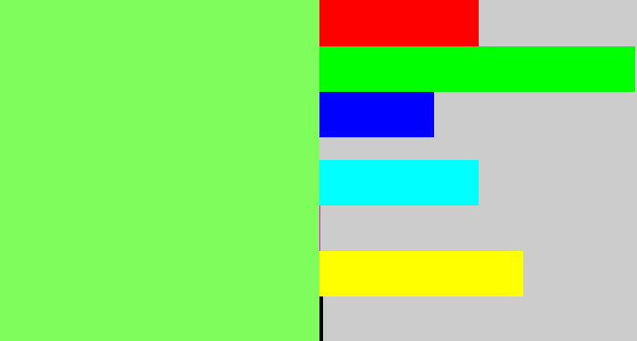 Hex color #7ffd5c - lighter green