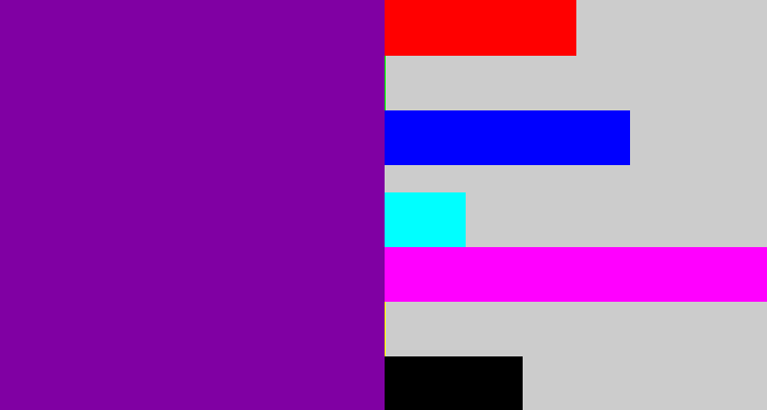 Hex color #8000a3 - purple