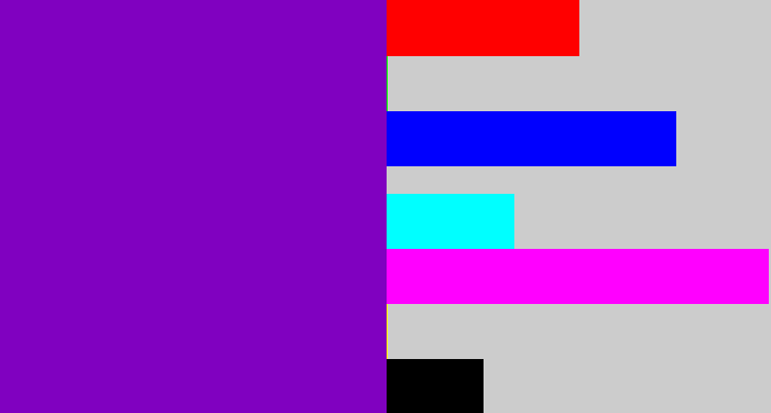 Hex color #8001c0 - purple