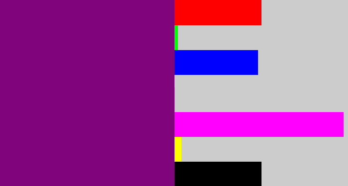 Hex color #80047b - darkish purple