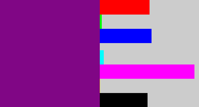 Hex color #800685 - darkish purple