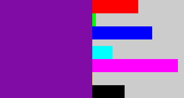 Hex color #800ba5 - purple