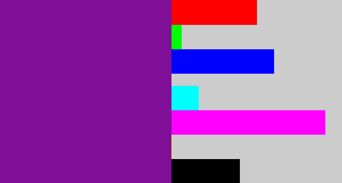Hex color #800f98 - purple
